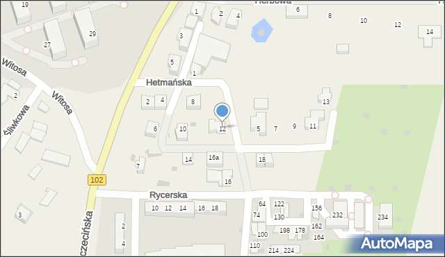 Zieleniewo, Hetmańska, 12, mapa Zieleniewo