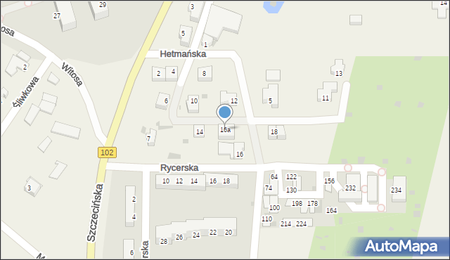 Zieleniewo, Hetmańska, 16a, mapa Zieleniewo