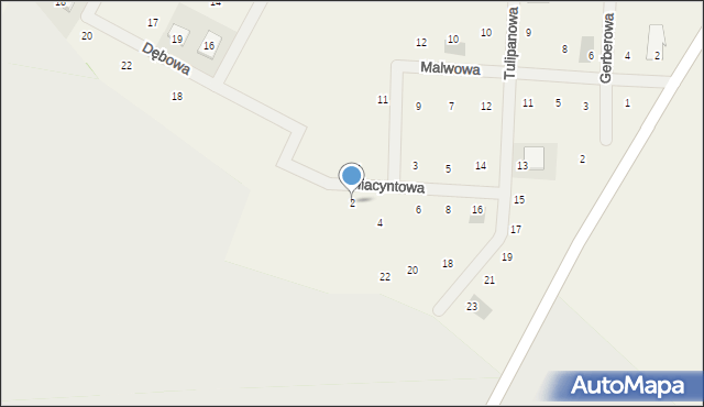 Baranowo, Hiacyntowa, 2, mapa Baranowo