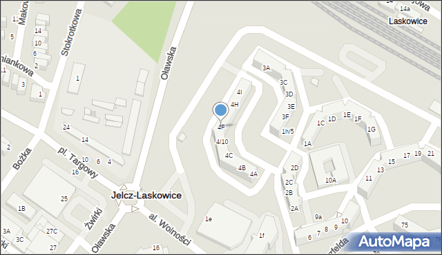 Jelcz-Laskowice, Hirszfelda Ludwika, 4F, mapa Jelcz-Laskowice