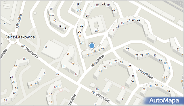 Jelcz-Laskowice, Hirszfelda Ludwika, 7, mapa Jelcz-Laskowice