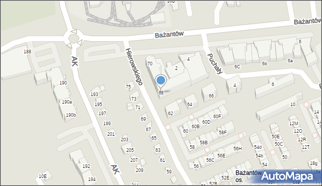 Katowice, Hierowskiego Zdzisława, 68, mapa Katowic