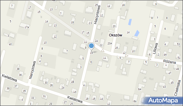 Okszów, Hiacyntowa, 13, mapa Okszów