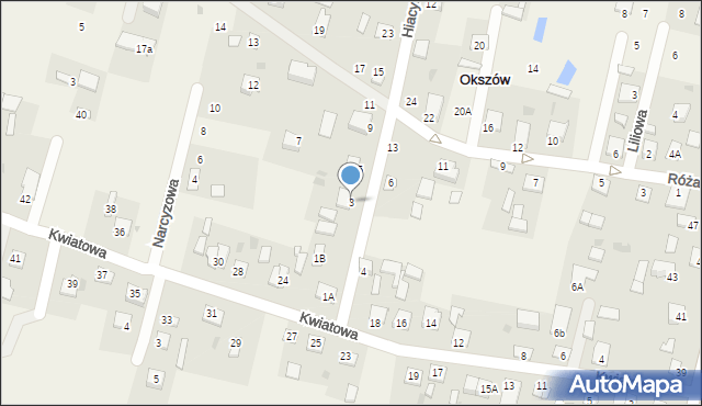 Okszów, Hiacyntowa, 3, mapa Okszów