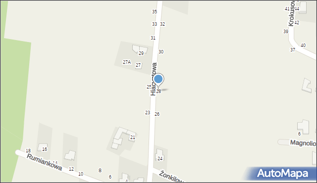 Rożno-Parcele, Hiacyntowa, 28, mapa Rożno-Parcele