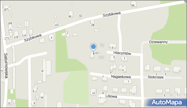 Sosnowiec, Hiacyntów, 9, mapa Sosnowca