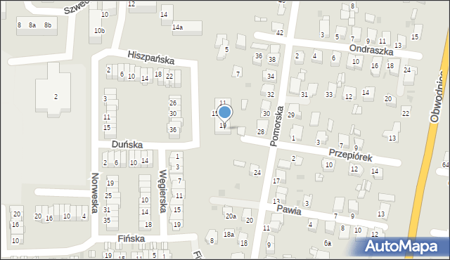 Tarnowskie Góry, Hiszpańska, 21, mapa Tarnowskie Góry