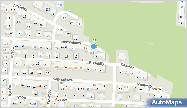 Warszawa, Hiacyntowa, 70, mapa Warszawy