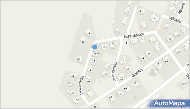 Zalasewo, Hiszpańska, 13, mapa Zalasewo