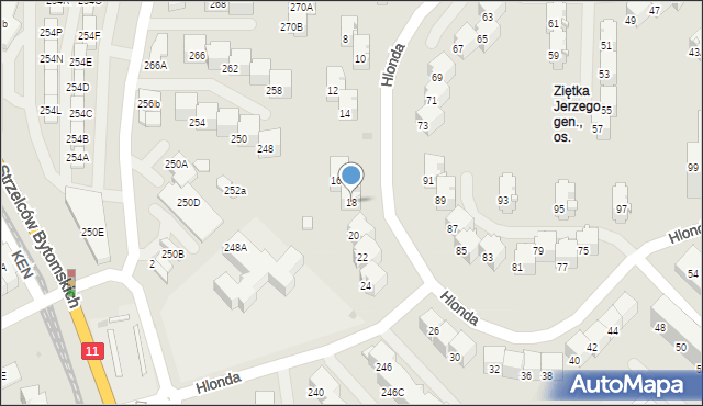 Bytom, Hlonda Augusta, ks. kard. Prymasa, 18, mapa Bytomia