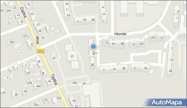 Mysłowice, Hlonda Augusta, ks. kard. Prymasa, 2A, mapa Mysłowice