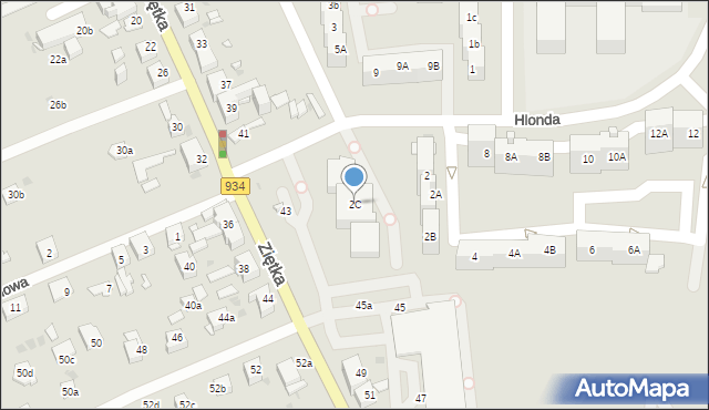 Mysłowice, Hlonda Augusta, ks. kard. Prymasa, 2C, mapa Mysłowice