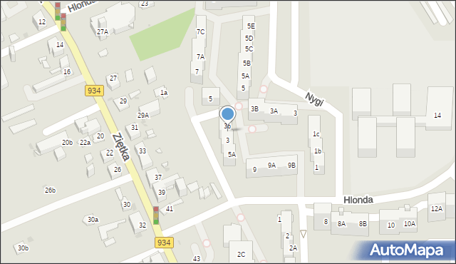 Mysłowice, Hlonda Augusta, ks. kard. Prymasa, 3a, mapa Mysłowice