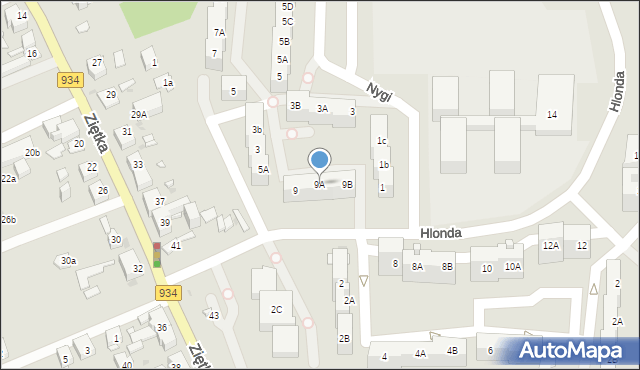 Mysłowice, Hlonda Augusta, ks. kard. Prymasa, 9A, mapa Mysłowice