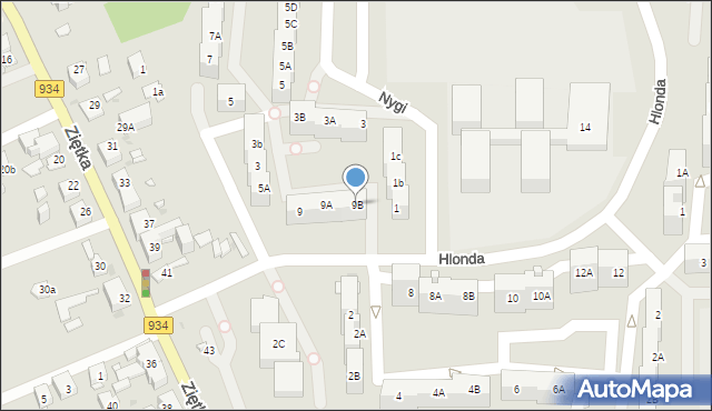 Mysłowice, Hlonda Augusta, ks. kard. Prymasa, 9B, mapa Mysłowice