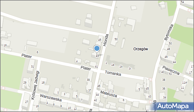 Ruda Śląska, Hlonda Augusta, ks. kard. Prymasa, 43, mapa Rudy Śląskiej