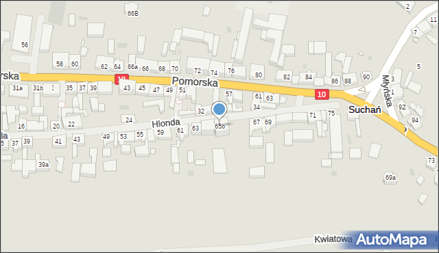 Suchań, Hlonda Augusta, ks. kard. Prymasa, 65b, mapa Suchań