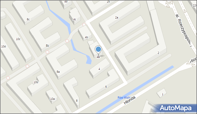 Warszawa, Hlonda Augusta, ks. kard. Prymasa, 4a, mapa Warszawy