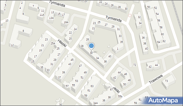 Wrocław, Hłaski Marka, 32, mapa Wrocławia