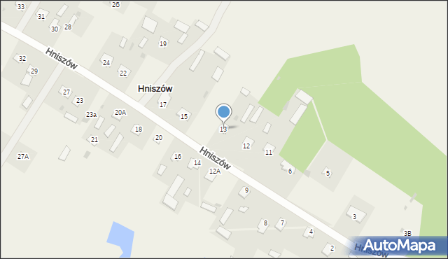 Hniszów, Hniszów, 13, mapa Hniszów