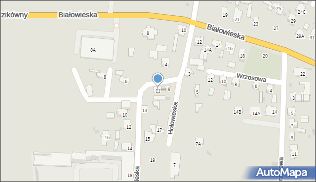 Bielsk Podlaski, Hołowieska, 11, mapa Bielsk Podlaski