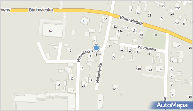 Bielsk Podlaski, Hołowieska, 9, mapa Bielsk Podlaski