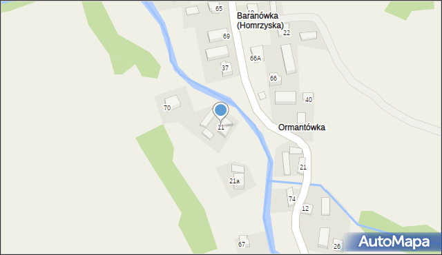 Homrzyska, Homrzyska, 11, mapa Homrzyska