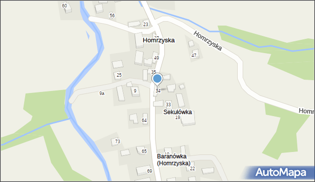 Homrzyska, Homrzyska, 34, mapa Homrzyska