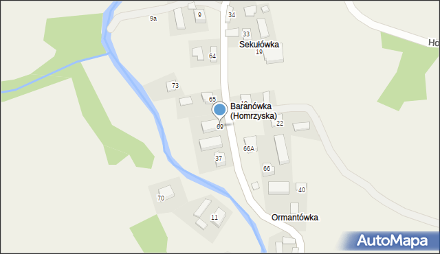 Homrzyska, Homrzyska, 69, mapa Homrzyska