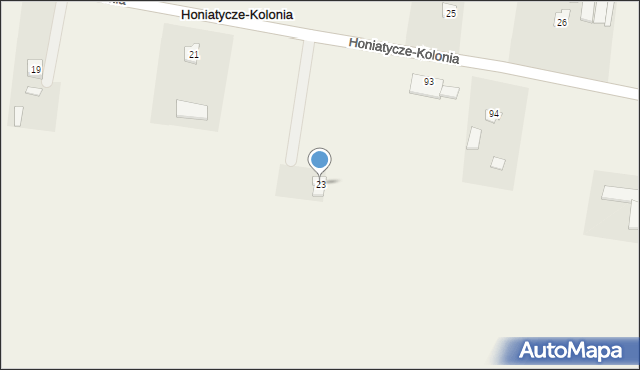 Honiatycze-Kolonia, Honiatycze-Kolonia, 23, mapa Honiatycze-Kolonia