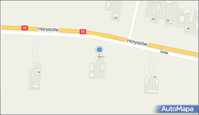 Horyszów, Horyszów, 62, mapa Horyszów