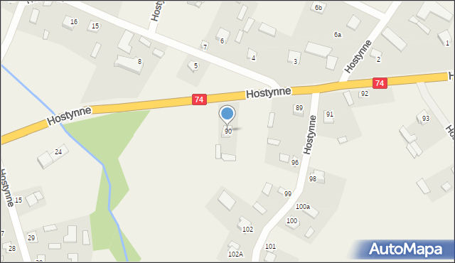 Hostynne, Hostynne, 90, mapa Hostynne