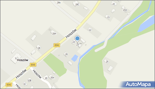 Hoszów, Hoszów, 23, mapa Hoszów