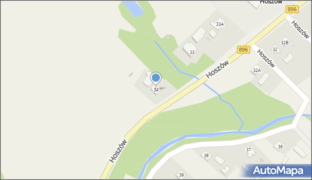 Hoszów, Hoszów, 34, mapa Hoszów