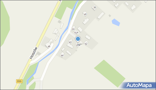 Hoszów, Hoszów, 43a, mapa Hoszów