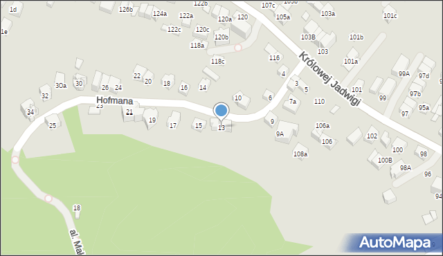 Kraków, Hofmana Vlastimila, 13, mapa Krakowa