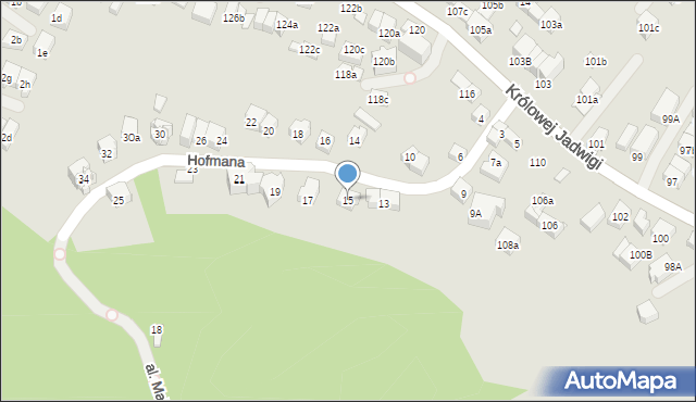 Kraków, Hofmana Vlastimila, 15, mapa Krakowa