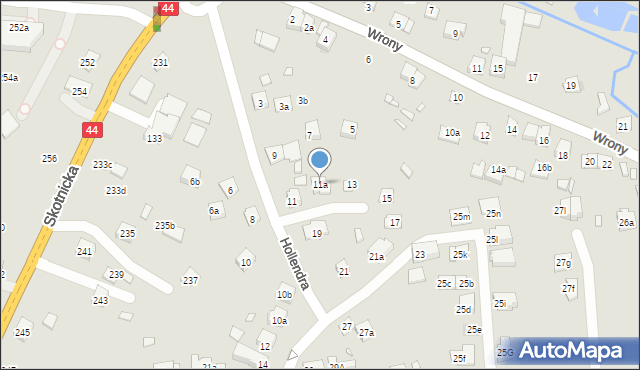 Kraków, Hollendra Tadeusza, 11a, mapa Krakowa