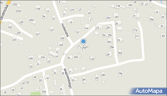 Kraków, Hollendra Tadeusza, 27a, mapa Krakowa