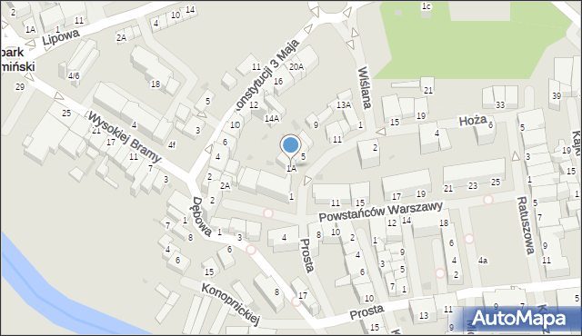 Lidzbark Warmiński, Hoża, 1A, mapa Lidzbark Warmiński
