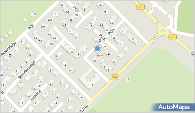 Płock, Honorowych Dawców Krwi, 14, mapa Płock