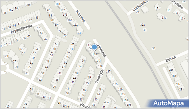 Poznań, Homera, 149, mapa Poznania