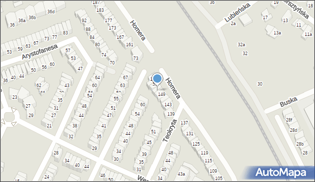 Poznań, Homera, 151, mapa Poznania