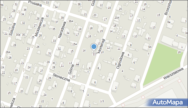 Pruszków, Hortensji, 11, mapa Pruszków