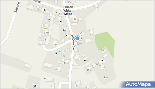 Wisła Wielka, Hodowców, 26, mapa Wisła Wielka