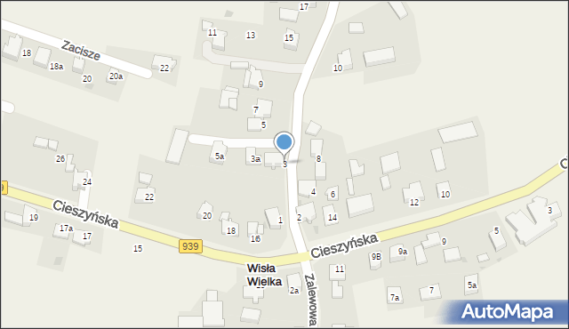 Wisła Wielka, Hodowców, 3, mapa Wisła Wielka