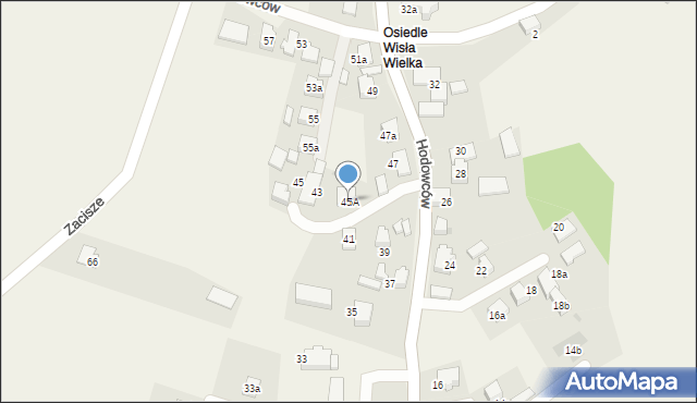 Wisła Wielka, Hodowców, 45A, mapa Wisła Wielka