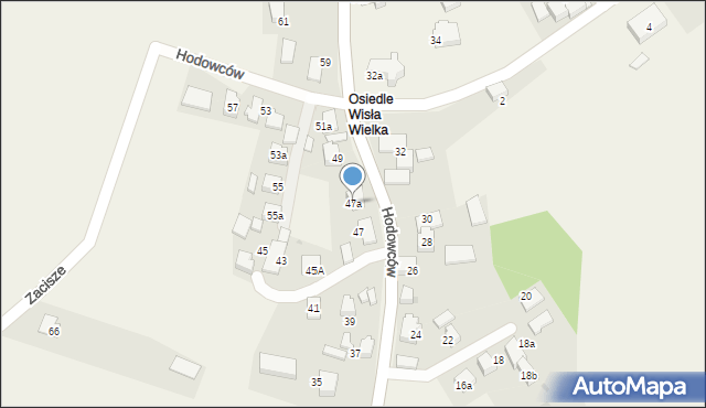 Wisła Wielka, Hodowców, 47a, mapa Wisła Wielka