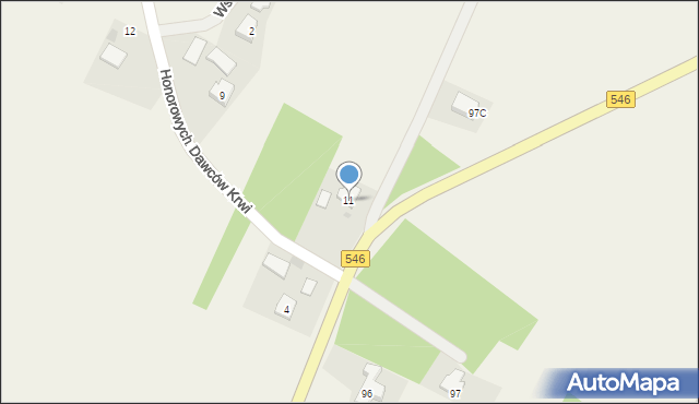 Zławieś Mała, Honorowych Dawców Krwi, 11, mapa Zławieś Mała