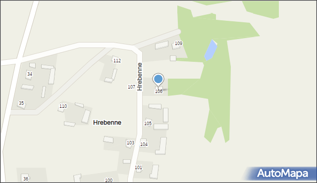 Hrebenne, Hrebenne, 106, mapa Hrebenne